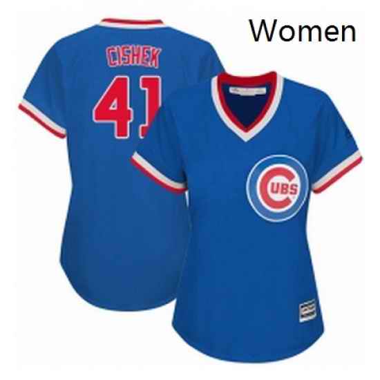 Womens Majestic Chicago Cubs 41 Steve Cishek Authentic Royal Blue Cooperstown MLB Jersey